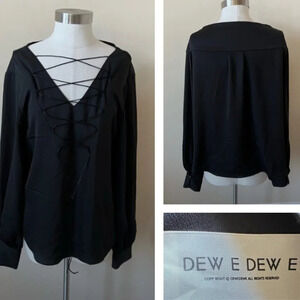 Dew E Dew E Lace Up Top in Black 26008
